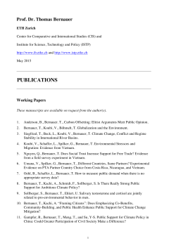 Bernauer Publications May 2015 - International Relations