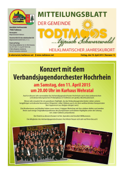 Mitteilungsblatt Nr. 15 vom 10.04.2015