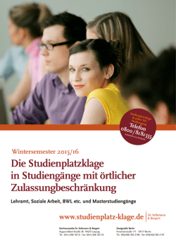 Infobrosch&uuml;re 2 Die Studienplatzklage in Studieng&auml;nge mit &ouml;rtlicher