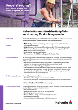 Helvetia Business Betriebs-Haftpflichtversicherung f&uuml;r das