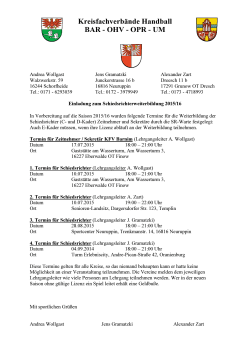 Einladung Weiterbildung 2015 - beim Kreisfachverband Handball