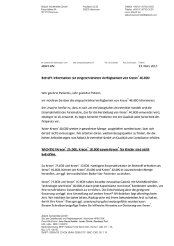 Betreff: Information zur eingeschränkten Verfügbarkeit