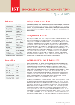 ImmobIlIEN SCHWEIZ WoHNEN (ISW) 1. Quartal 2015