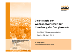 Die Strategie der Wohnungswirtschaft zur Umsetzung der
