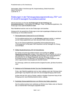 Ab 01.04.2015 gelten neue Richtlinien f&uuml;r Kurzzeitkennzeichen