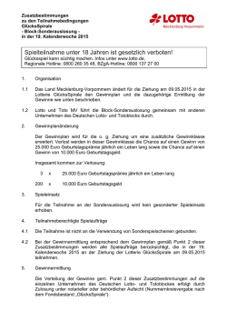 Spielteilnahme unter 18 Jahren ist gesetzlich verboten!