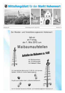 Jahrgang 38 Donnerstag, den 30. April 2015