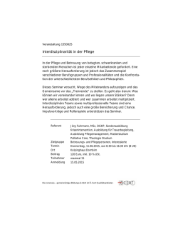 Interdisziplinarit&auml;t in der Pflege