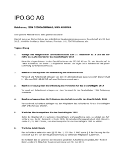 Tagesordnung IPO HV 2015