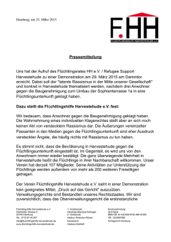 Pressemitteilung - Flüchtlingshilfe Harvestehude