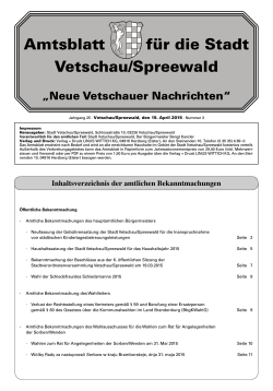 Amtsblatt für die Stadt Vetschau/Spreewald