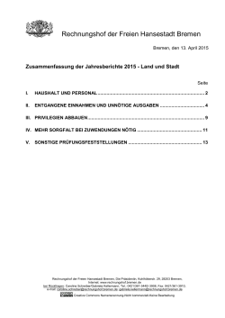 Kurzfassung Jahresberichte 2015 - Rechnungshof