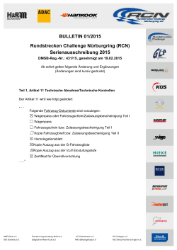 BULLETIN 01/2015 Rundstrecken Challenge Nürburgring (RCN