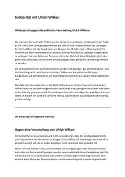 Solidarität mit Ulrich Wilken - DIE LINKE. Fraktion im Hessischen