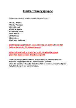Info f&uuml;r Kinder-Trainingsgruppe