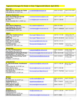 Übersicht Tageseinrichtungen für Kinder in freier Trägerschaft