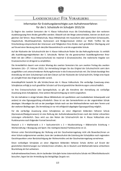 Information Erziehungsberechtigte, 5. Schulstufe