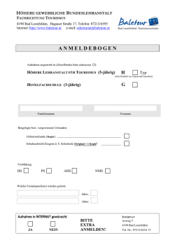 Anmeldeformular HLT, HFS - Tourismusschulen Bad Leonfelden