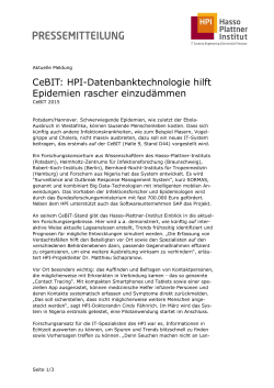 CeBIT: HPI-Datenbanktechnologie hilft Epidemien rascher