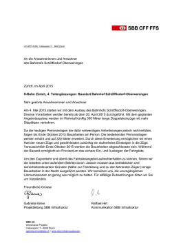 Informationsschreiben SBB