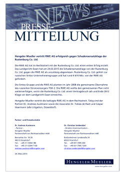Hengeler Mueller vertritt RWE AG erfolgreich gegen