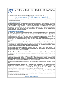 eine Juniorprofessur (W 1) für Allgemeine