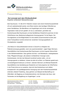 MKK Pressemitteilung - Mühlenkreiskliniken