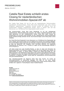 Catella Real Estate schließt erstes Closing für niederländischen