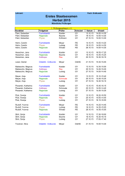 Erstes Staatsexamen Frühjahr 2015