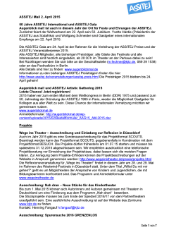 Seite 1 von 7 ASSITEJ Mail 2. April 2015 50 Jahre ASSITEJ