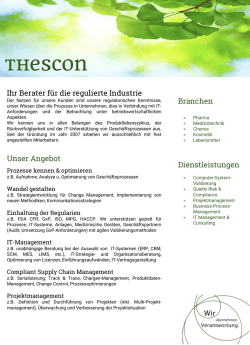 Ihr Berater f&uuml;r die regulierte Industrie Branchen