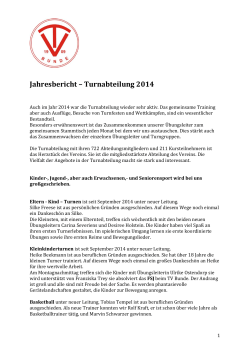 Jahresbericht &ndash; Turnabteilung 2014