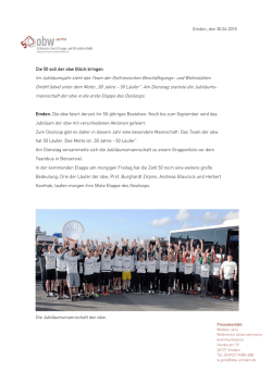 Im Jubil&auml;umsjahr steht das Team der Ostfriesischen Besch&auml;ftigungs