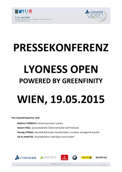 PRESSEKONFERENZ LYONESS OPEN WIEN, 19.05.2015