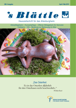 s Bl&auml;ttel April / Mai 2015 - Wohlfahrtswerk f&uuml;r Baden