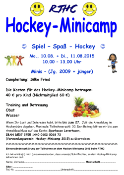 Hockey-Mini-Camp 10. - 11.08. 2015