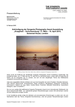 Pressemitteilung Ankündigung der Syngenta Photography Award