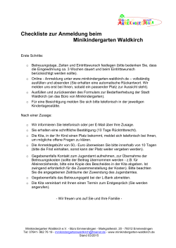 Checkliste zur Anmeldung beim Minikindergarten Waldkirch
