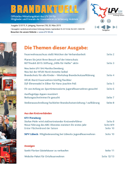 Die Themen dieser Ausgabe: - Landesfeuerwehrverband Schleswig