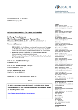 Informationsangebote f&uuml;r Presse und Medien