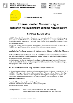 Medienmitteilung: Int. Museumstag 2015