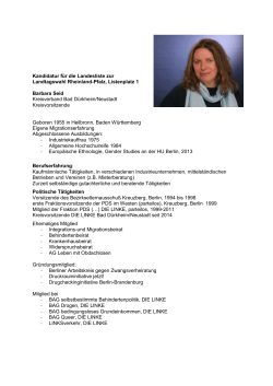 Kandidatur Barbara Seid - DIE LINKE. Landesverband Rheinland