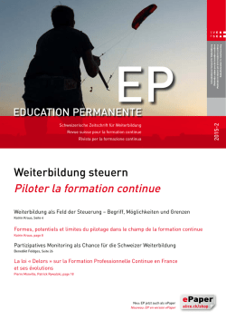 Editorial und Vorschau - Schweizerischer Verband f&uuml;r Weiterbildung