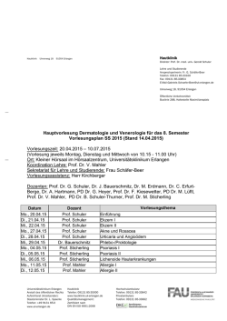 Hauptvorlesung 8. Semester - Hautklinik
