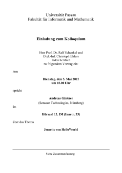 Jenseits von HelloWorld - Fakult&auml;t f&uuml;r Informatik und Mathematik