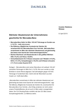 IR Release: St&auml;rkster Absatzmonat der