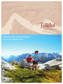 Hotelprospekt & Informationen Sommer & Herbst 2015