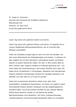 Dr. J&uuml;rgen H. Cammann Sprecher des Vorstands der Schaltbau