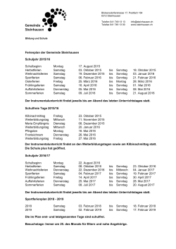 Ferienplan der Gemeinde Steinhausen Schuljahr 2015/16
