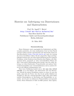 Hinweise zur Anfertigung von Dissertationen und Masterarbeiten